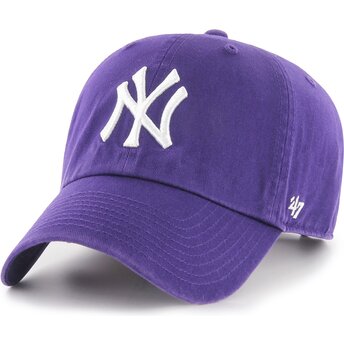 Kepsar böjd violett justerbart band Clean Up No Loop Label från New York Yankees MLB av 47 Brand