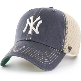 Kepsar böjd grå snapback Clean Up Trawler Vintage Navy från New York Yankees MLB av 47 Brand