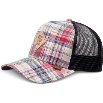 Kepsar böjd flerfärgad snapback HFT Patch Check Red av Djinns