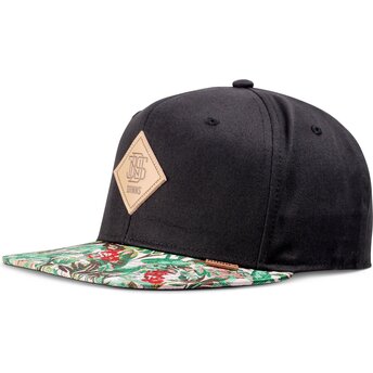 Kepsar platt svart snapback Woven Jungle Rev av Djinns