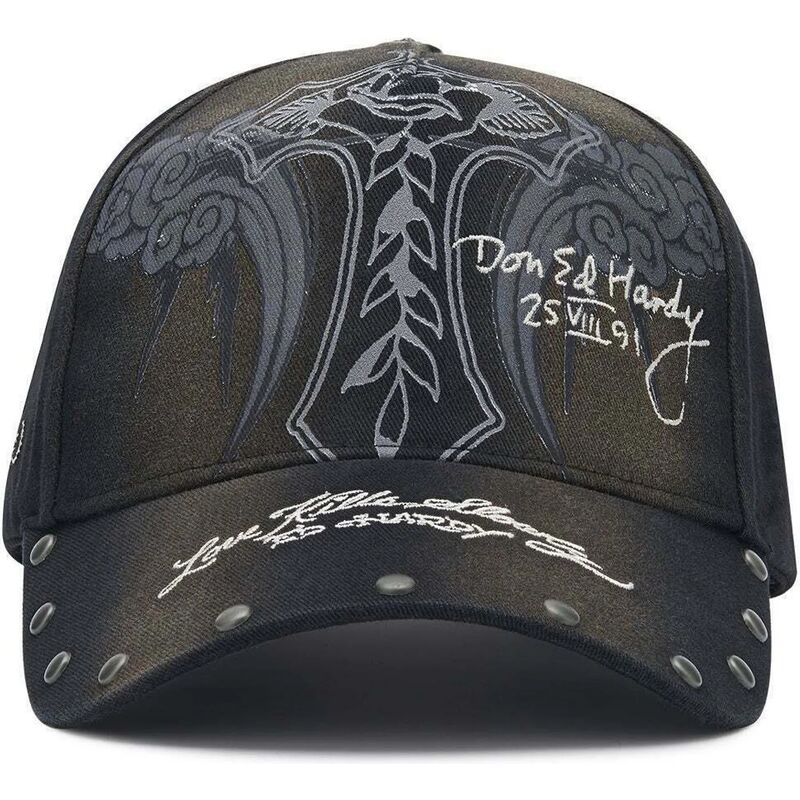 kepsar-bojd-svart-justerbart-band-storming-rose-washed-av-ed-hardy