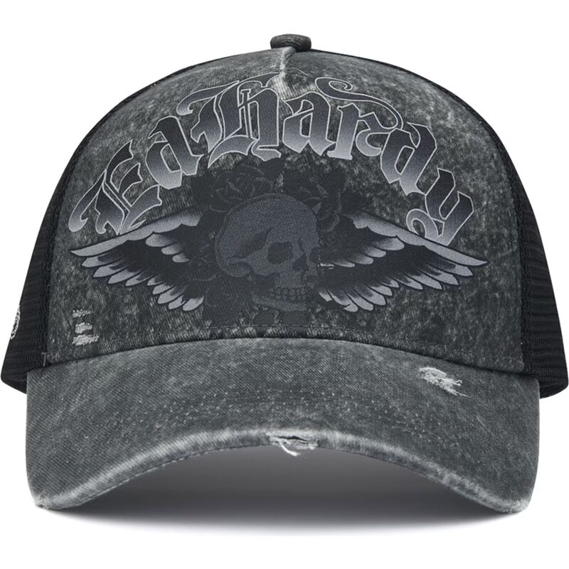 kepsar-bojd-gra-snapback-flaming-gothic-skull-washed-av-ed-hardy