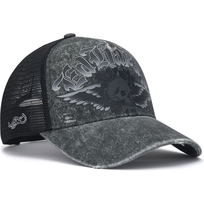 kepsar-bojd-gra-snapback-flaming-gothic-skull-washed-av-ed-hardy