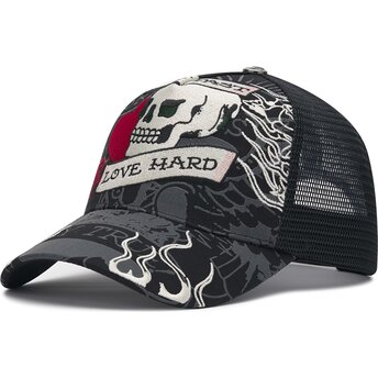 Kepsar böjd svart snapback Live Fast Love Hard av Ed Hardy