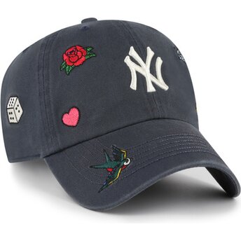 Kepsar böjd marinblå justerbart band Clean Up Multi Scatter från New York Yankees MLB av 47 Brand