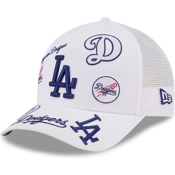 Kepsar böjd vit snapback 9FORTY M-Crown A Frame All Over från Los Angeles Dodgers MLB av New Era