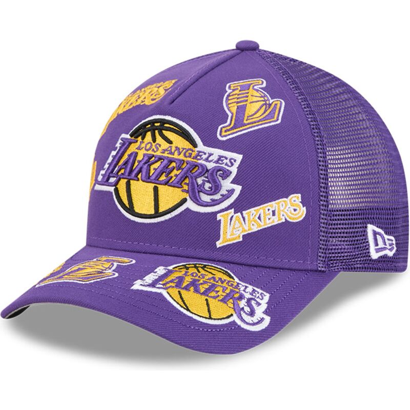 kepsar-bojd-violett-snapback-9forty-m-crown-a-frame-all-over-fran-los-angeles-lakers-nba-av-new-era