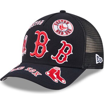 Kepsar böjd marinblå snapback 9FORTY M-Crown A Frame All Over från Boston Red Sox MLB av New Era