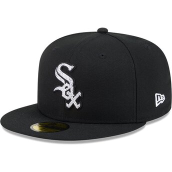 Kepsar platt svart justerad 59FIFTY Rhinestone Badge från Chicago White Sox MLB av New Era