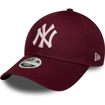 Kepsar böjd röd justerbart band rosa 9FORTY Metallic från New York Yankees MLB av New Era