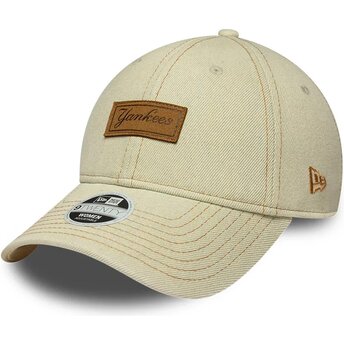 Kepsar böjd beige justerbart band 9TWENTY Denim från New York Yankees MLB av New Era