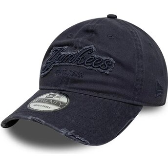Kepsar böjd marinblå justerbart band 9TWENTY Distress Wordmark från New York Yankees MLB av New Era