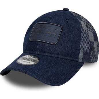 Kepsar böjd marinblå justerbart band 9TWENTY Patterned Denim från Red Bull Racing Formula 1 av New Era