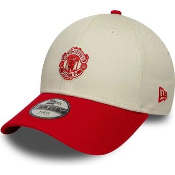 Kepsar böjd beige justerbart band för barn 9FORTY Contrast från Manchester United Football Club Premier League av New Era