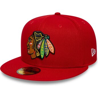 Kepsar platt röd justerad 59FIFTY Basic från Chicago Blackhawks NHL av New Era