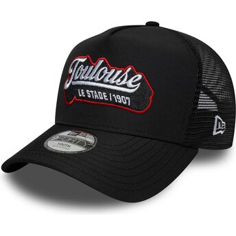 Kepsar böjd svart snapback för barn E Frame Patch från Stade Toulousain av New Era