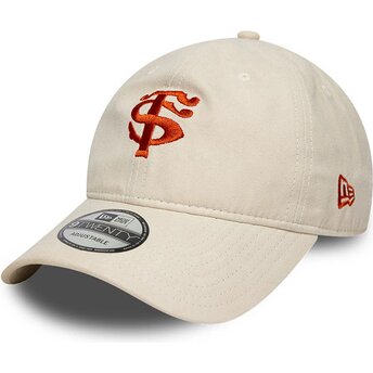 Kepsar böjd beige justerbart band 9TWENTY Faux Suede från Stade Toulousain Top 14 av New Era