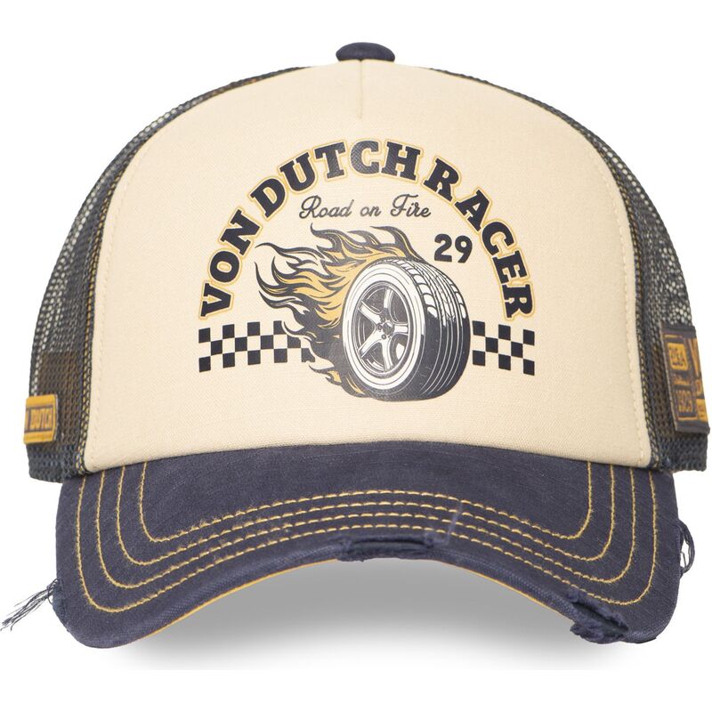 truckerkeps-beige-och-marinbla-crew32-fran-von-dutch