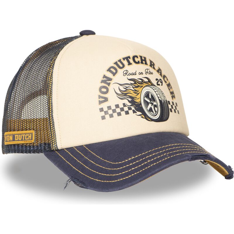 truckerkeps-beige-och-marinbla-crew32-fran-von-dutch