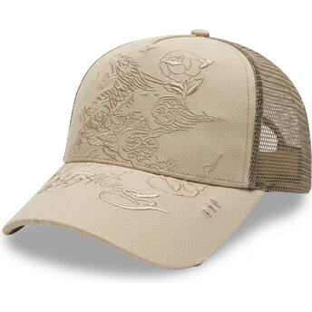 Kepsar böjd khaki snapback Outline av Ed Hardy