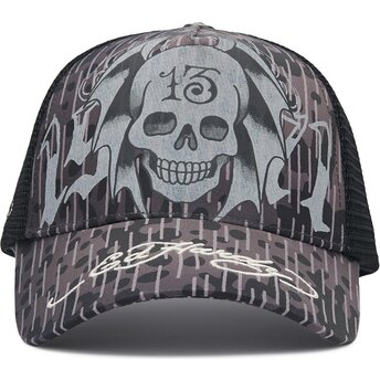 Kepsar böjd svart snapback 13 Skull av Ed Hardy