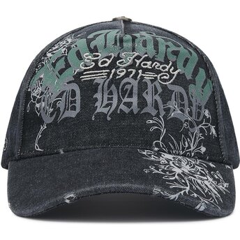 Kepsar böjd svart justerbart band Distressed Floral Gothic av Ed Hardy