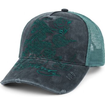 Kepsar böjd svart snapback Outline Distressed av Ed Hardy