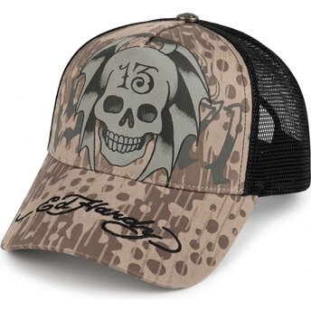 Kepsar böjd grå snapback 13 Skull av Ed Hardy