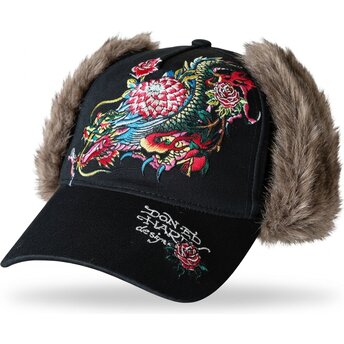 Kepsar böjd svart justerad Crawling Trapper av Ed Hardy