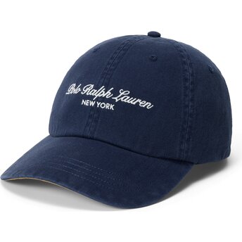 Kepsar böjd marinblå justerbart band Woven Script av Polo Ralph Lauren