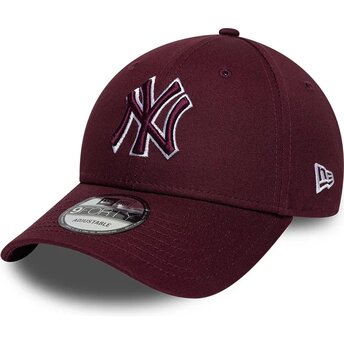 Kepsar böjd röd justerbart band 9FORTY Team Outline från New York Yankees MLB av New Era