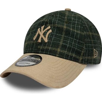 Kepsar böjd grön justerbart band 9TWENTY Mix Check från New York Yankees MLB av New Era