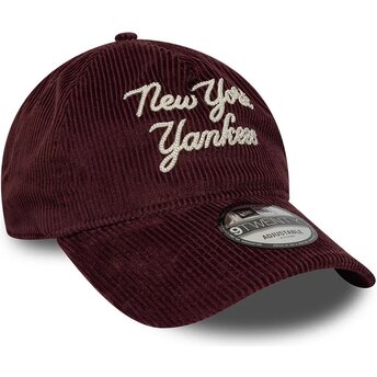 Kepsar böjd röd justerbart band 9TWENTY A Frame Cord Script från New York Yankees MLB av New Era