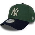 kepsar-bojd-gron-snapback-9forty-e-frame-suede-visor-fran-new-york-yankees-mlb-av-new-era