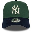 kepsar-bojd-gron-snapback-9forty-e-frame-suede-visor-fran-new-york-yankees-mlb-av-new-era