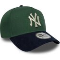 kepsar-bojd-gron-snapback-9forty-e-frame-suede-visor-fran-new-york-yankees-mlb-av-new-era