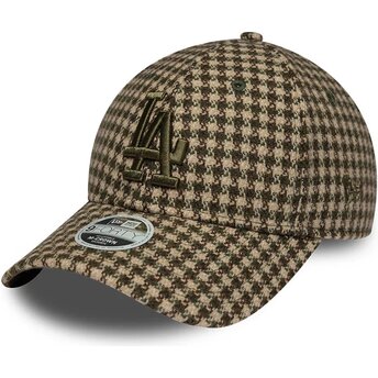 Kepsar böjd grön justerbart band 9FORTY M-Crown Houndstooth från Los Angeles Dodgers MLB av New Era