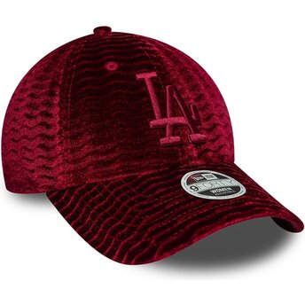Kepsar böjd röd justerbart band 9FORTY Velour från Los Angeles Dodgers MLB av New Era