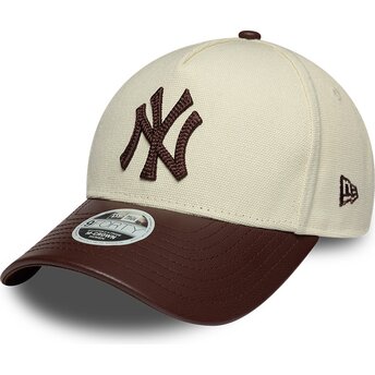 Kepsar böjd beige justerbart band 9FORTY M-Crown Fabric Mix från New York Yankees MLB av New Era