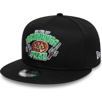 Kepsar platt svart snapback för barn 9FIFTY Cowabunga Pizza från Tortugas Ninja av New Era