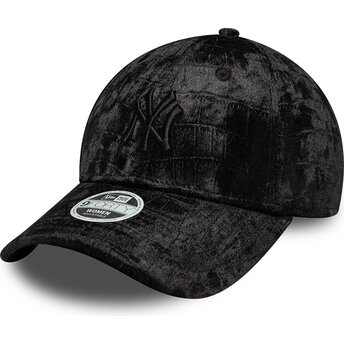 Kepsar böjd svart justerbart band 9FORTY Pattern Velour från New York Yankees MLB av New Era