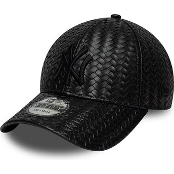 Kepsar böjd svart snapback 9FORTY PU Weave från New York Yankees MLB av New Era