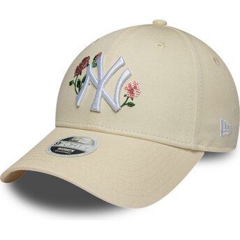 Kepsar böjd beige snapback 9FORTY Rose Sequin från New York Yankees MLB av New Era