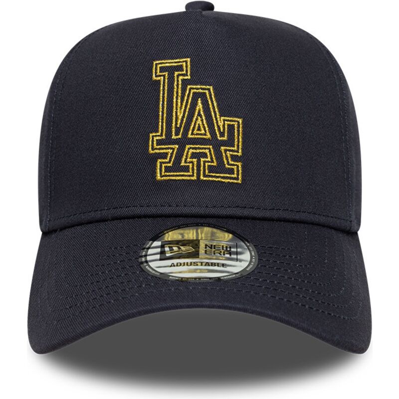 kepsar-bojd-marinbla-snapback-9forty-dorado-e-frame-metallic-outline-fran-los-angeles-dodgers-mlb-av-new-era