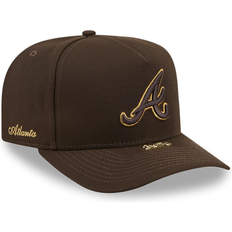 kepsar-bojd-brun-snapback-9fifty-a-frame-precurved-visor-pin-fran-atlanta-braves-mlb-av-new-era