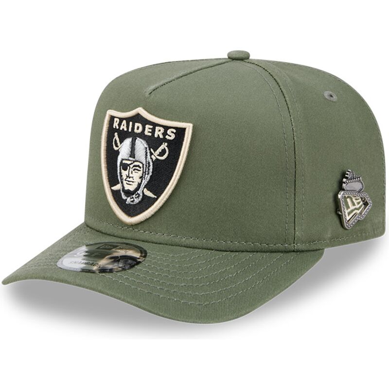 kepsar-bojd-gron-snapback-9fifty-a-frame-precurved-side-pin-fran-las-vegas-raiders-nfl-av-new-era