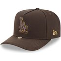 kepsar-bojd-brun-snapback-9fifty-a-frame-precurved-visor-pin-fran-los-angeles-dodgers-mlb-av-new-era