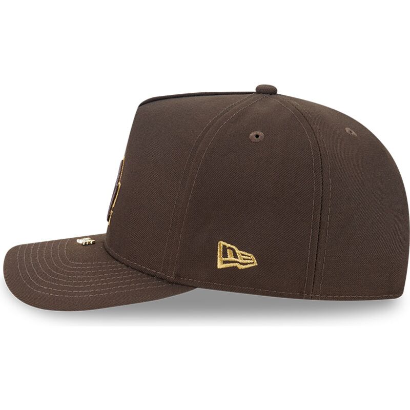 kepsar-bojd-brun-snapback-9fifty-a-frame-precurved-visor-pin-fran-los-angeles-dodgers-mlb-av-new-era
