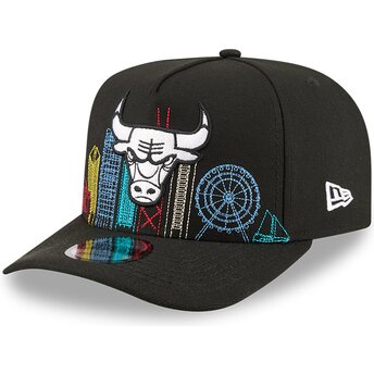 Kepsar böjd svart snapback 9FIFTY A Frame Precurved Skyline från Chicago Bulls NBA av New Era