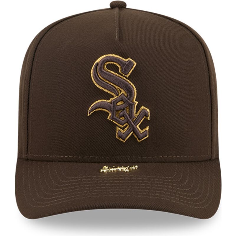 kepsar-bojd-brun-snapback-9fifty-a-frame-precurved-visor-pin-fran-chicago-white-sox-mlb-av-new-era